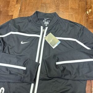 Nike Dri-Fit  Warm Up Jacket Track Mens M Black White Full Zip 418637-012 NWT